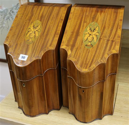 A pair of inlaid knife boxes